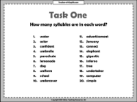 Syllables - Worksheet