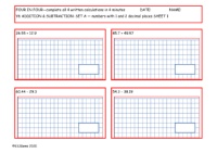 Addition and Subtraction Set A - numbers with 1 and 2 decimal places