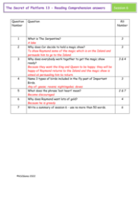 4. Reading Comprehension answers