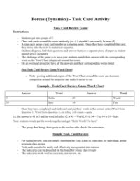 Forces - Dynamics - Task Cards