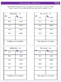 Spelling - Home learning - Sound ore