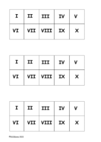 Roman number digit cards - 1 to 10