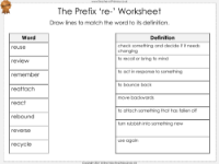 The Prefix 're-' - Worksheet