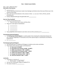 Stars - Classification and Spectroscopy - Student Lesson Outline