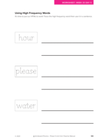 Using High Frequency Words activity - Worksheet