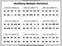 Identifying Multiples - Worksheet
