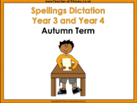 2nd Grade and 3rd Grade Autumn Term Spellings Dictation - PowerPoint