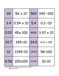 Loop Card Game - Multiply and Divide by 10 and 100