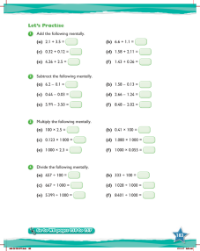 Practice, Mental methods for calculation with decimals