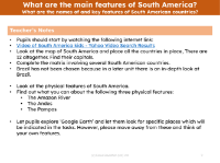 What are the names of and key features of South American countries? - Teacher notes