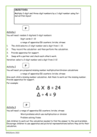 Multiplying 2-digit and 3-digit numbers with written methods worksheet