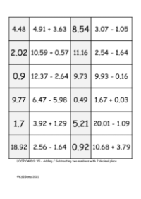 Loop Card Game - Adding and Subtracting two numbers with 2 decimal places