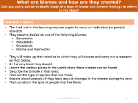 Can you carry out an in-depth study of a type of biome and present findings to others in the class? - Teacher notes