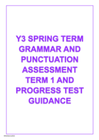 Spring Term Grammar and Punctuation Progress Test Guidance