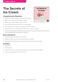 Week 29 "The Secrets of Ice Cream" - Phonics Story - Worksheet 