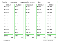 2, 3, 4, 5, 6, 7, 8, 9 and 10  Division Facts