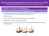 Christopher Columbus - Interesting facts - Worksheet