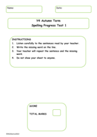 Autumn Term Spelling Progress Test 1