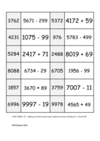 Adding and subtracting near multiples of 1, 10 and 100