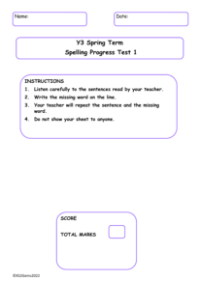 Spring Term Spelling Progress Test 1