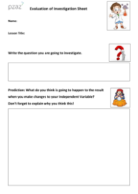 Evaluation of Investigations Sheet