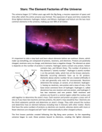 Stars - The Element Factories of the Universe Reading with Comprehension Questions