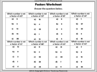 Factors Activities - Worksheet