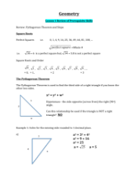 Review of Prerequisite Skills - Teaching Worksheet