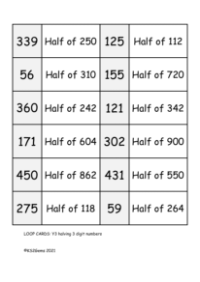Loop Card Game - Halving 3 digit numbers