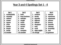 Spellings Year 3 and 4 - Worksheet