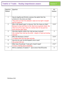 3. Reading Comprehension answers