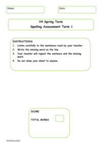 Spring Term Spelling Assessment Term 1