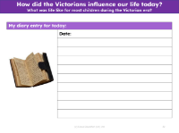 My diary entry as a Victorian child - Worksheet