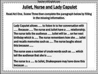 Romeo & Juliet Lesson 12: Juliet, Nurse and Lady Capulet - Worksheet