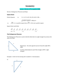 Review of Prerequisite Skills - Student Worksheet