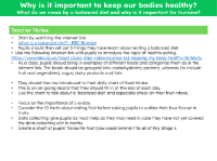 What do we mean by a balanced diet and why is it important for humans?  - Teacher notes