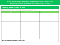 What and why? Your toys' materials - Worksheet