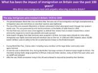 The way immigrants were treated in Britain: 1919 to 1948 - Info sheet