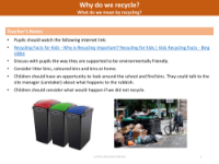 What do we mean by Recycling? - Teacher's notes