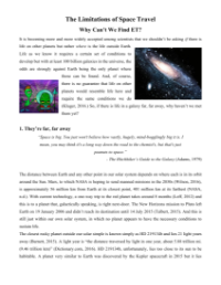 Limitations of Space Travel - Reading with Comprehension Questions