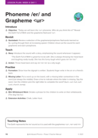 Phoneme "ur" and Grapheme "ur" - Lesson plan