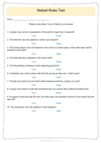 Netball rules test - Activity