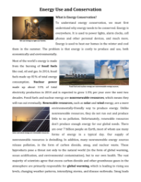 Energy Use and Conservation - Reading with Comprehension Questions 2