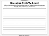 Newspaper Article Worksheet