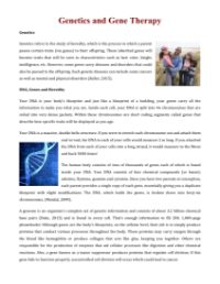 Genetics and Gene Therapy - Reading with Comprehension Questions