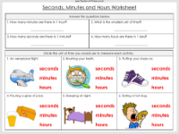 Seconds, Minutes and Hours - Worksheet