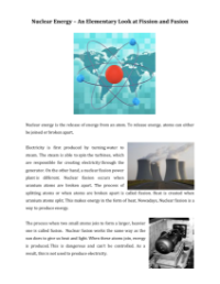 Nuclear Energy Fission and Fusion - Reading with Comprehension Questions