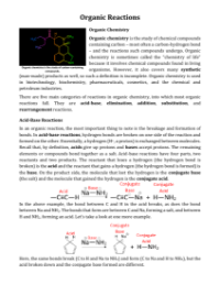 Organic Reactions - Reading with Comprehension Questions
