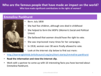 Emily Pankhurst - Info sheet