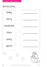 Magic Noun Endings activity - Worksheet